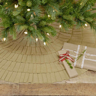 Festive Natural Burlap Ruffled Christmas Tree Skirt 48 VHC Brands - The Fox Decor